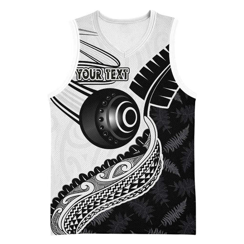Personalised Aotearoa Lawn Bowls Basketball Jersey Maori and Silver Fern Half Style - Aussie Hoodie