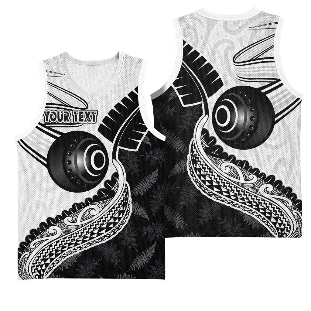 Personalised Aotearoa Lawn Bowls Basketball Jersey Maori and Silver Fern Half Style - Aussie Hoodie