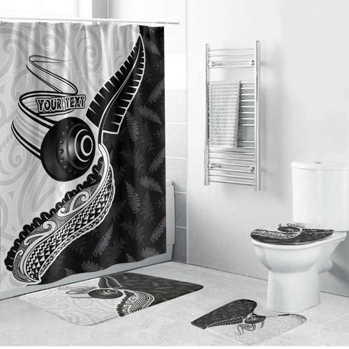 Personalised Aotearoa Lawn Bowls Bathroom Set Maori and Silver Fern Half Style - Aussie Hoodie