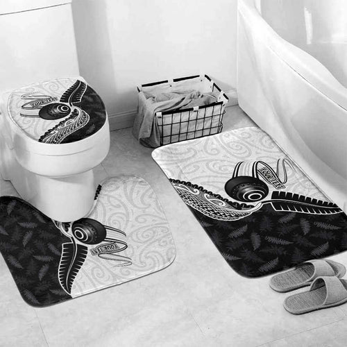 Personalised Aotearoa Lawn Bowls Bathroom Set Maori and Silver Fern Half Style - Aussie Hoodie