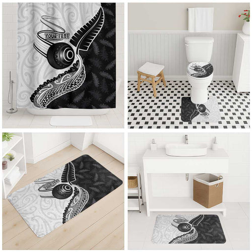 Personalised Aotearoa Lawn Bowls Bathroom Set Maori and Silver Fern Half Style - Aussie Hoodie