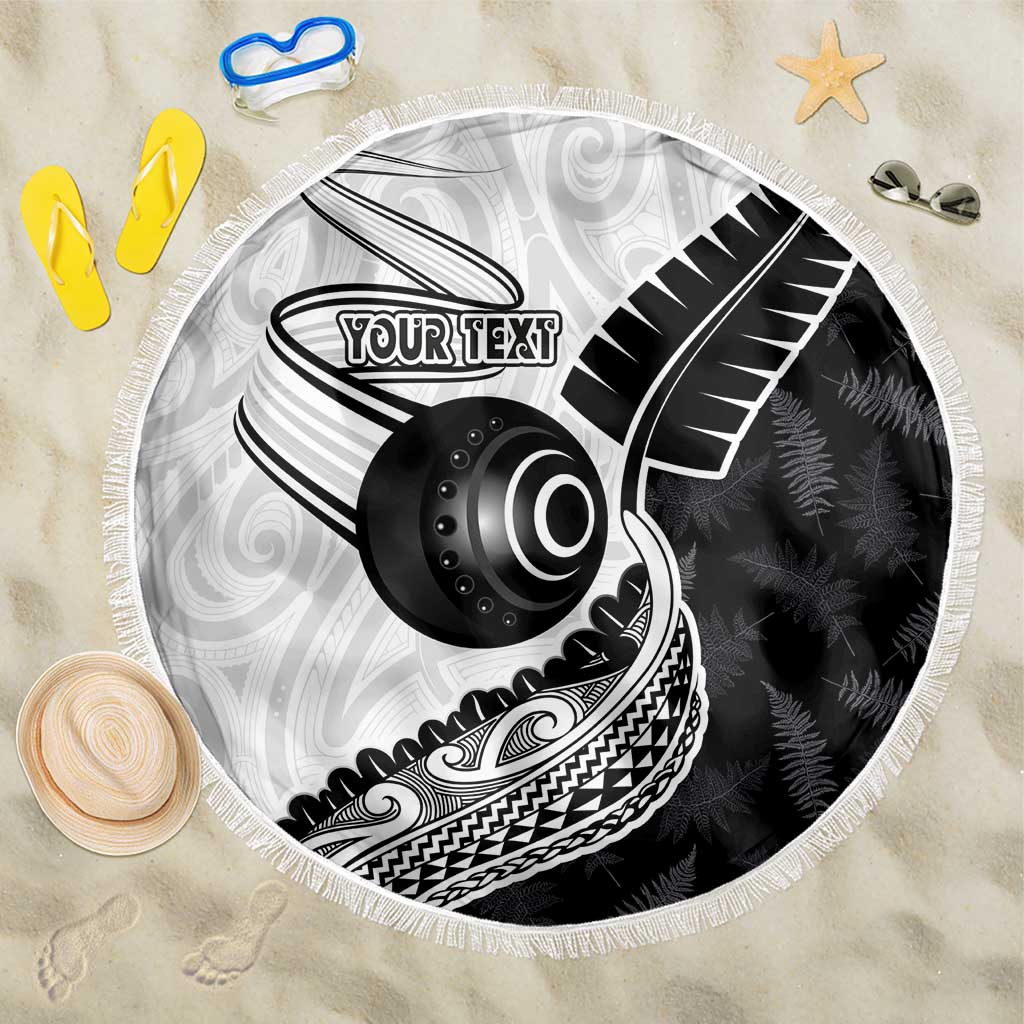 Personalised Aotearoa Lawn Bowls Beach Blanket Maori and Silver Fern Half Style - Aussie Hoodie