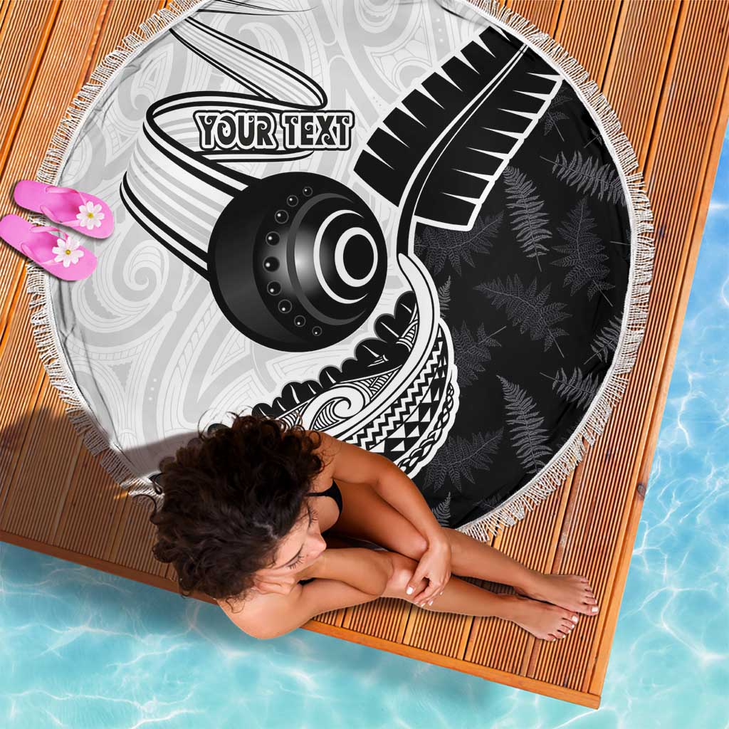 Personalised Aotearoa Lawn Bowls Beach Blanket Maori and Silver Fern Half Style - Aussie Hoodie