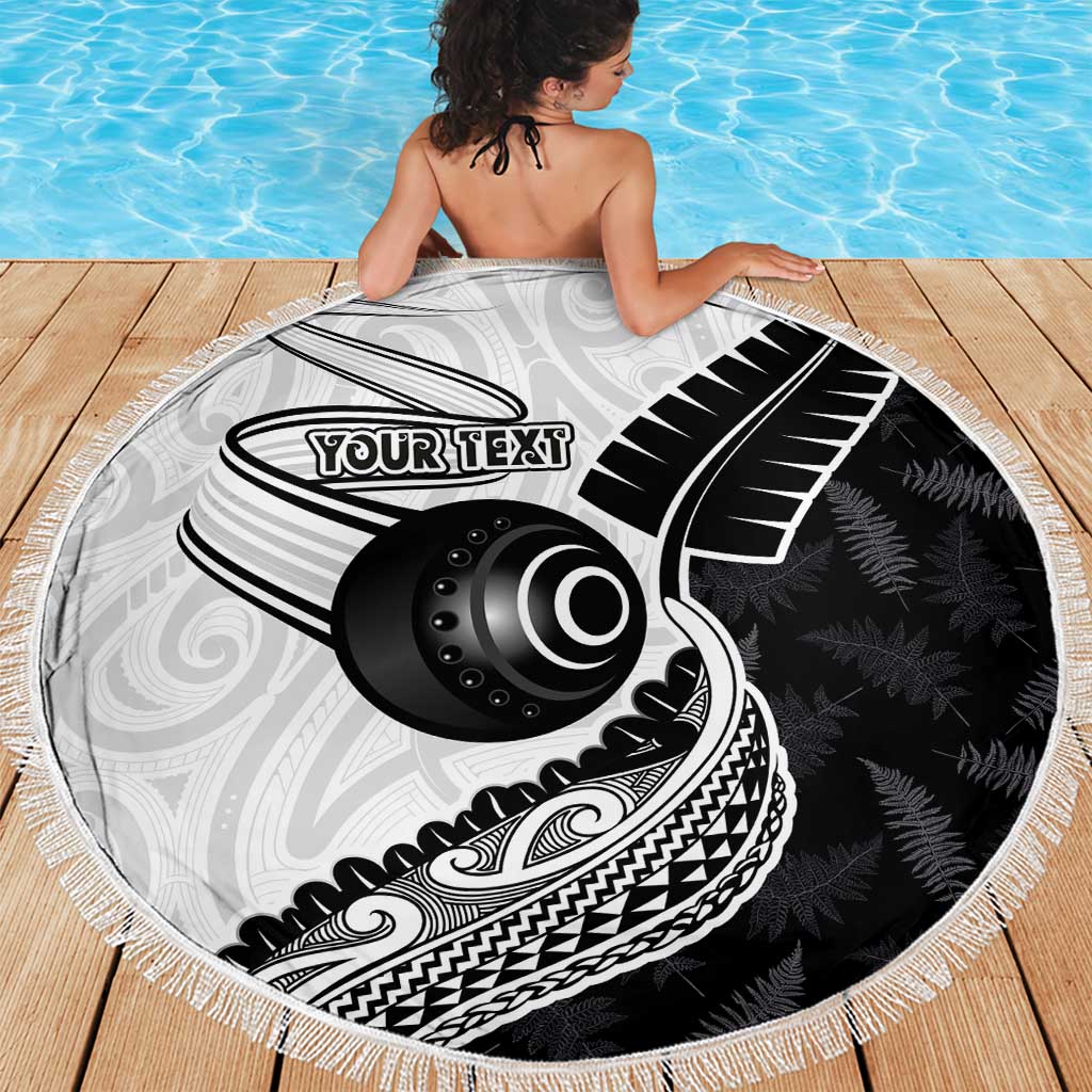 Personalised Aotearoa Lawn Bowls Beach Blanket Maori and Silver Fern Half Style - Aussie Hoodie