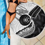 Personalised Aotearoa Lawn Bowls Beach Blanket Maori and Silver Fern Half Style - Aussie Hoodie
