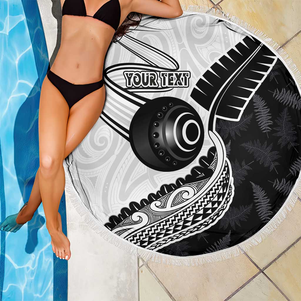 Personalised Aotearoa Lawn Bowls Beach Blanket Maori and Silver Fern Half Style - Aussie Hoodie