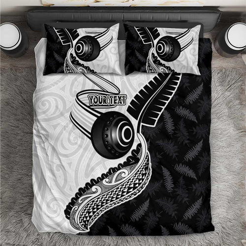 Personalised Aotearoa Lawn Bowls Bedding Set Maori and Silver Fern Half Style - Aussie Hoodie