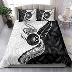 Personalised Aotearoa Lawn Bowls Bedding Set Maori and Silver Fern Half Style - Aussie Hoodie