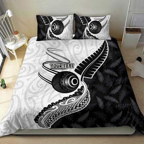 Personalised Aotearoa Lawn Bowls Bedding Set Maori and Silver Fern Half Style - Aussie Hoodie