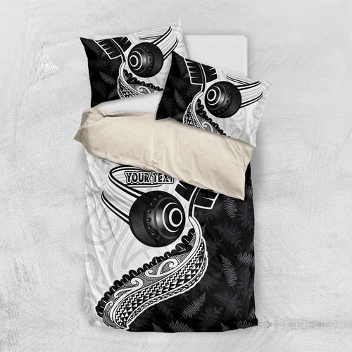 Personalised Aotearoa Lawn Bowls Bedding Set Maori and Silver Fern Half Style - Aussie Hoodie