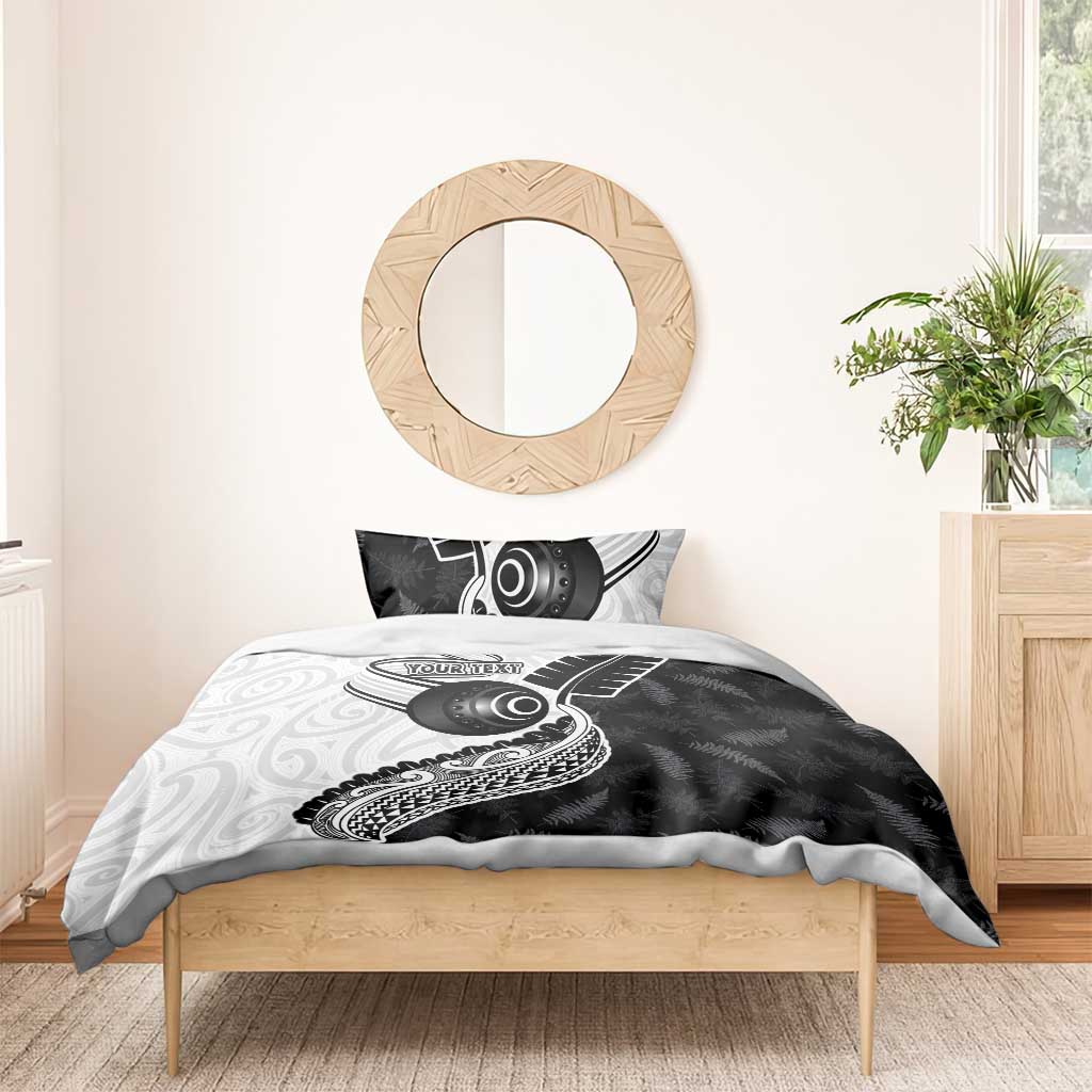 Personalised Aotearoa Lawn Bowls Bedding Set Maori and Silver Fern Half Style - Aussie Hoodie