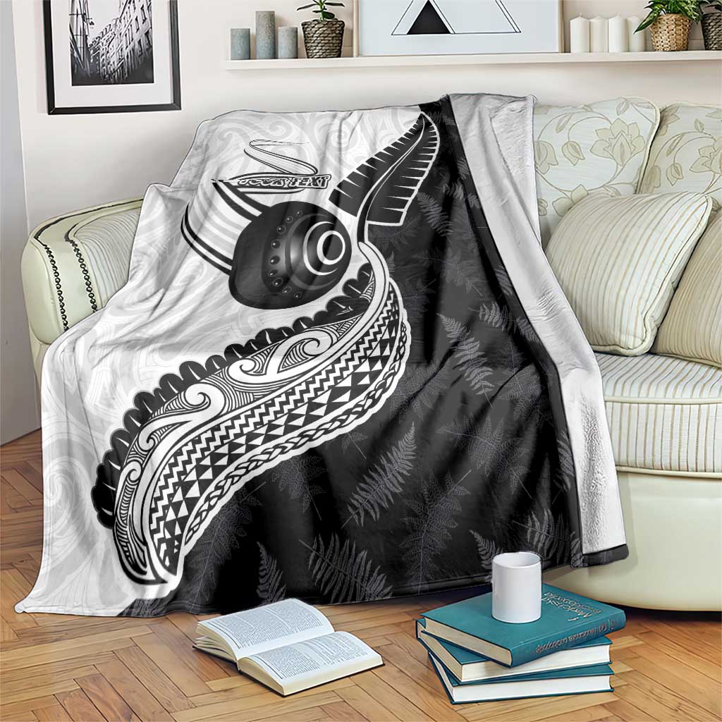 Personalised Aotearoa Lawn Bowls Blanket Maori and Silver Fern Half Style - Aussie Hoodie