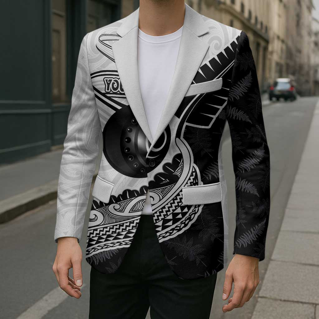 Personalised Aotearoa Lawn Bowls Blazer Maori and Silver Fern Half Style - Aussie Hoodie