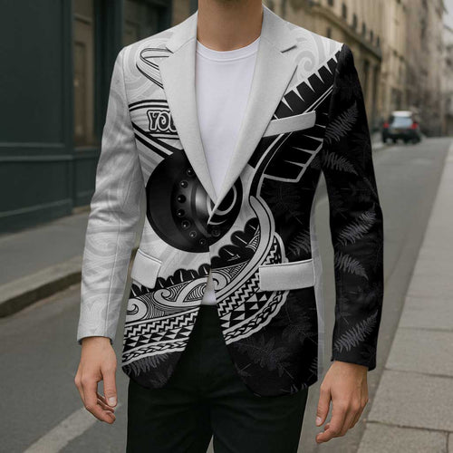 Personalised Aotearoa Lawn Bowls Blazer Maori and Silver Fern Half Style - Aussie Hoodie