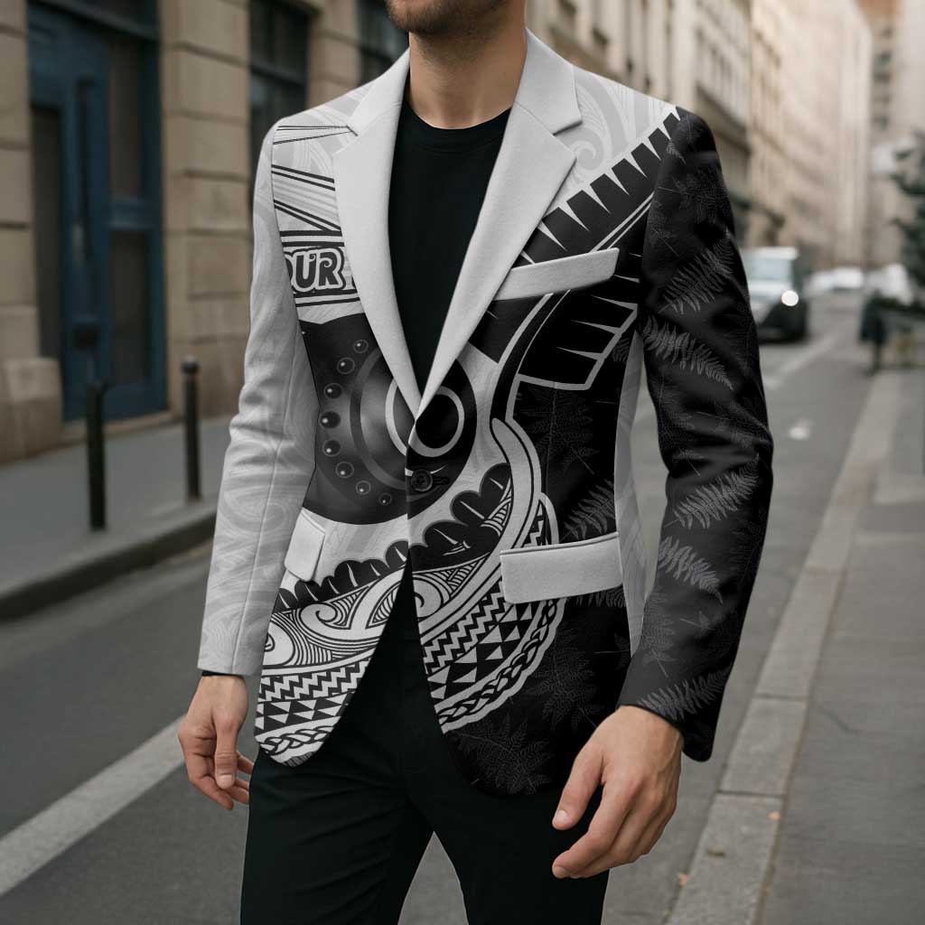 Personalised Aotearoa Lawn Bowls Blazer Maori and Silver Fern Half Style - Aussie Hoodie