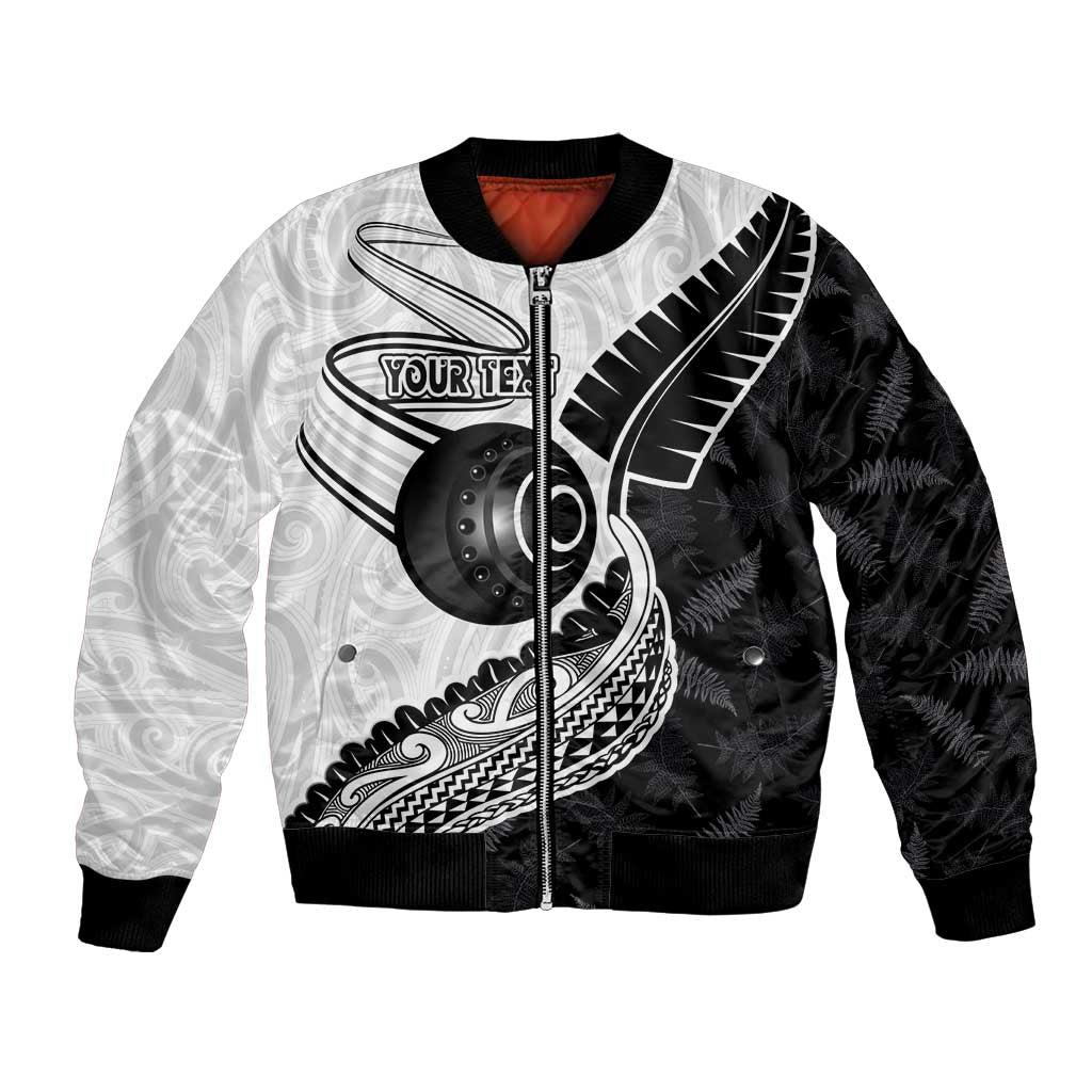 Personalised Aotearoa Lawn Bowls Bomber Jacket Maori and Silver Fern Half Style - Aussie Hoodie