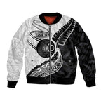 Personalised Aotearoa Lawn Bowls Bomber Jacket Maori and Silver Fern Half Style - Aussie Hoodie
