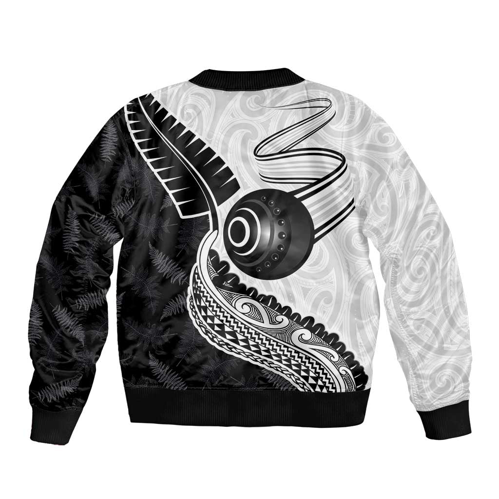 Personalised Aotearoa Lawn Bowls Bomber Jacket Maori and Silver Fern Half Style - Aussie Hoodie