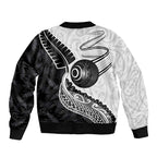 Personalised Aotearoa Lawn Bowls Bomber Jacket Maori and Silver Fern Half Style - Aussie Hoodie