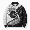 Personalised Aotearoa Lawn Bowls Bomber Puffer Jacket Maori and Silver Fern Half Style - Aussie Hoodie