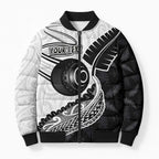 Personalised Aotearoa Lawn Bowls Bomber Puffer Jacket Maori and Silver Fern Half Style - Aussie Hoodie