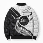 Personalised Aotearoa Lawn Bowls Bomber Puffer Jacket Maori and Silver Fern Half Style - Aussie Hoodie
