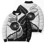 Personalised Aotearoa Lawn Bowls Bomber Puffer Jacket Maori and Silver Fern Half Style - Aussie Hoodie