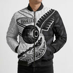 Personalised Aotearoa Lawn Bowls Bomber Puffer Jacket Maori and Silver Fern Half Style - Aussie Hoodie