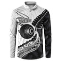 Personalised Aotearoa Lawn Bowls Button Sweatshirt Maori and Silver Fern Half Style - Aussie Hoodie