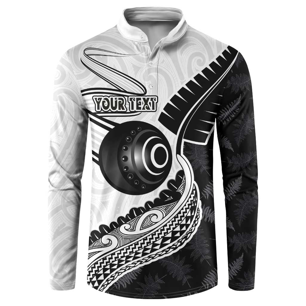 Personalised Aotearoa Lawn Bowls Button Sweatshirt Maori and Silver Fern Half Style - Aussie Hoodie