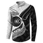 Personalised Aotearoa Lawn Bowls Button Sweatshirt Maori and Silver Fern Half Style - Aussie Hoodie