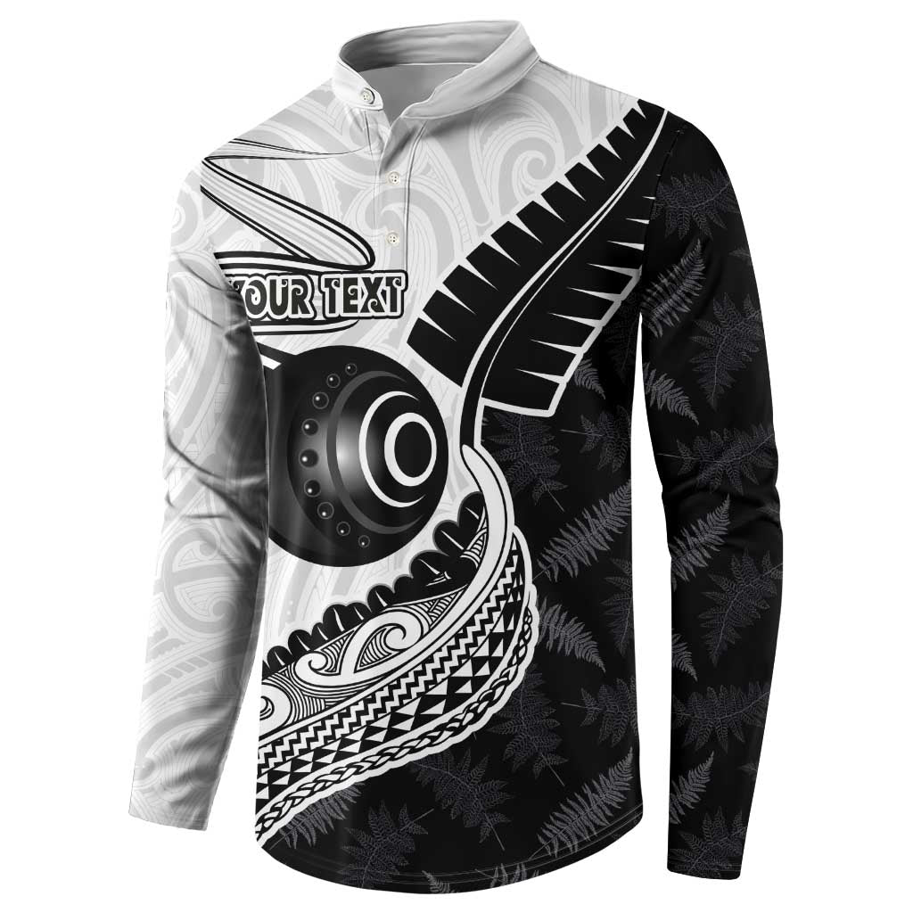 Personalised Aotearoa Lawn Bowls Button Sweatshirt Maori and Silver Fern Half Style - Aussie Hoodie