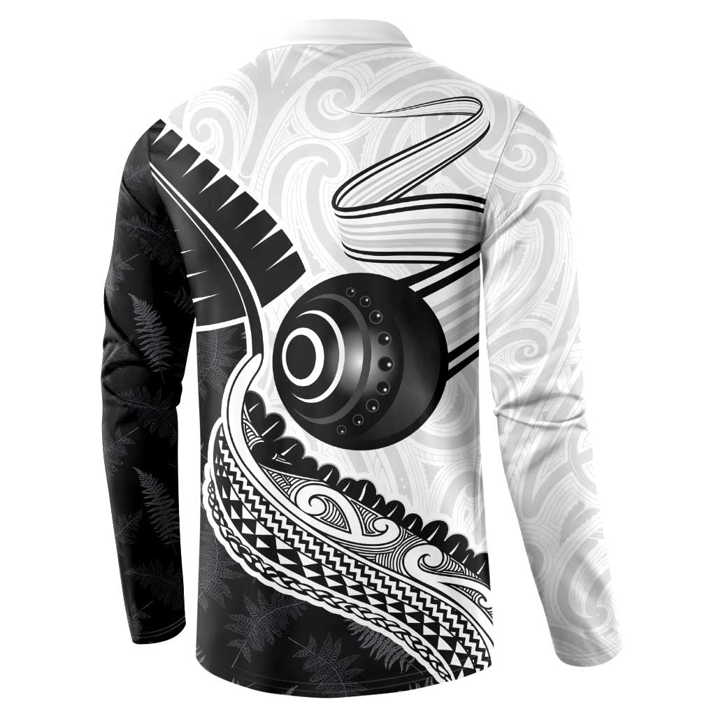 Personalised Aotearoa Lawn Bowls Button Sweatshirt Maori and Silver Fern Half Style - Aussie Hoodie