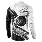 Personalised Aotearoa Lawn Bowls Button Sweatshirt Maori and Silver Fern Half Style - Aussie Hoodie