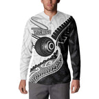 Personalised Aotearoa Lawn Bowls Button Sweatshirt Maori and Silver Fern Half Style - Aussie Hoodie
