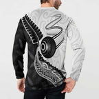 Personalised Aotearoa Lawn Bowls Button Sweatshirt Maori and Silver Fern Half Style - Aussie Hoodie