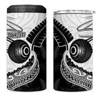 Personalised Aotearoa Lawn Bowls 4 in 1 Can Cooler Tumbler Maori and Silver Fern Half Style - Aussie Hoodie