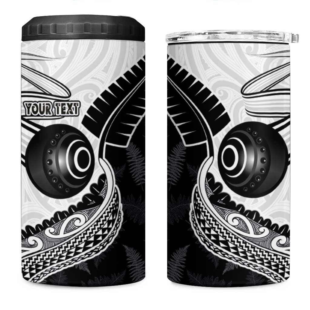 Personalised Aotearoa Lawn Bowls 4 in 1 Can Cooler Tumbler Maori and Silver Fern Half Style - Aussie Hoodie