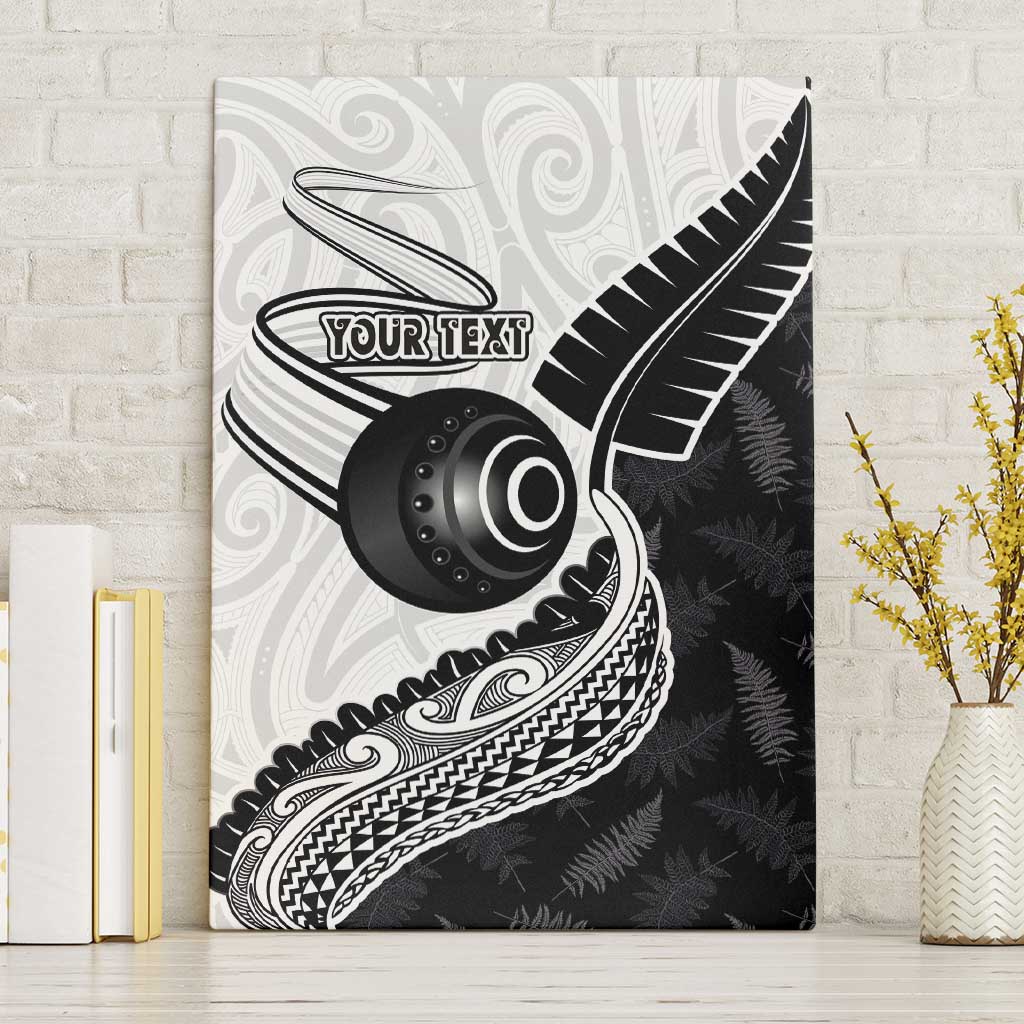 Personalised Aotearoa Lawn Bowls Canvas Wall Art Maori and Silver Fern Half Style - Aussie Hoodie