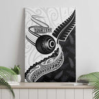 Personalised Aotearoa Lawn Bowls Canvas Wall Art Maori and Silver Fern Half Style - Aussie Hoodie