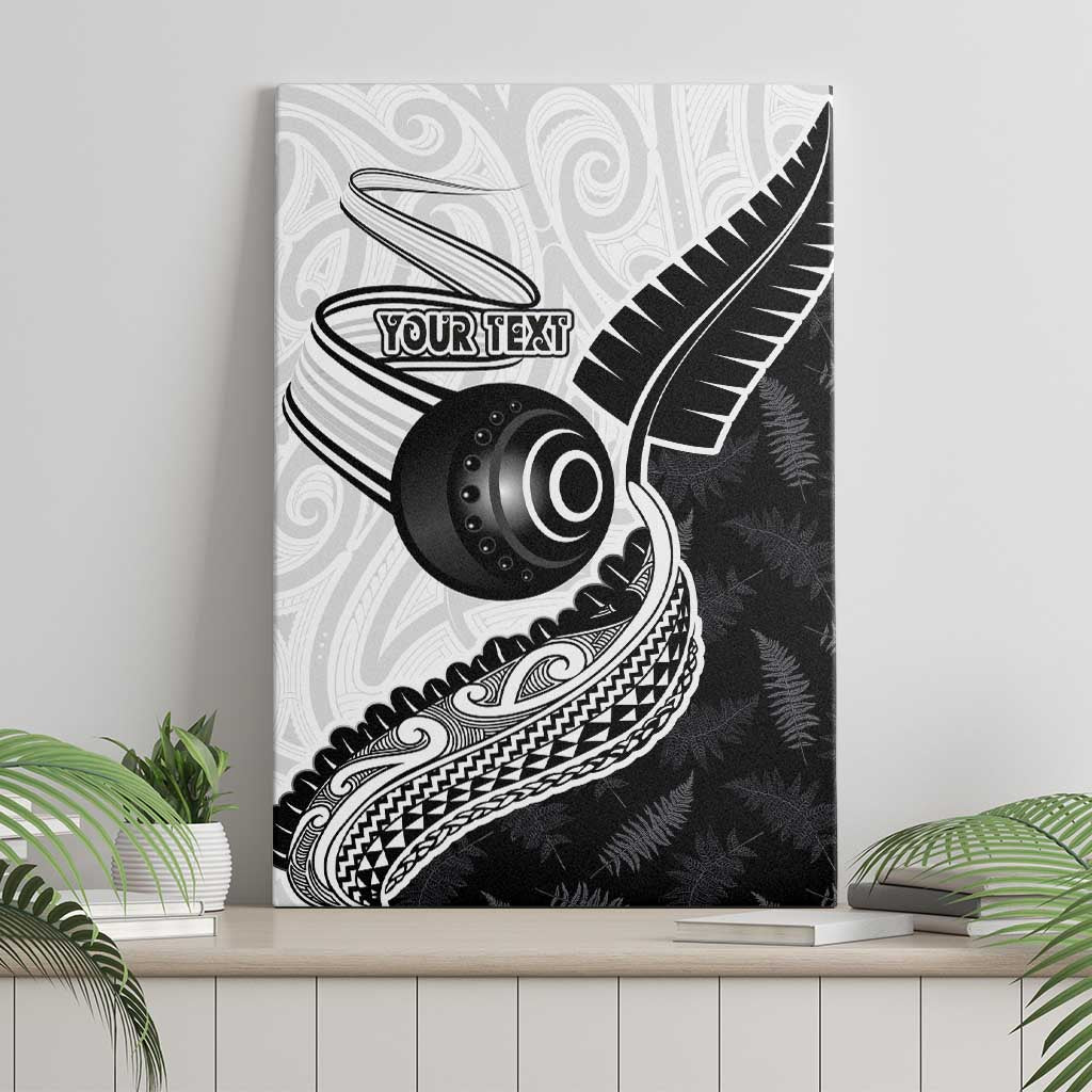 Personalised Aotearoa Lawn Bowls Canvas Wall Art Maori and Silver Fern Half Style - Aussie Hoodie
