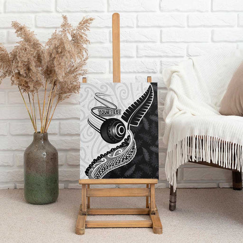 Personalised Aotearoa Lawn Bowls Canvas Wall Art Maori and Silver Fern Half Style - Aussie Hoodie