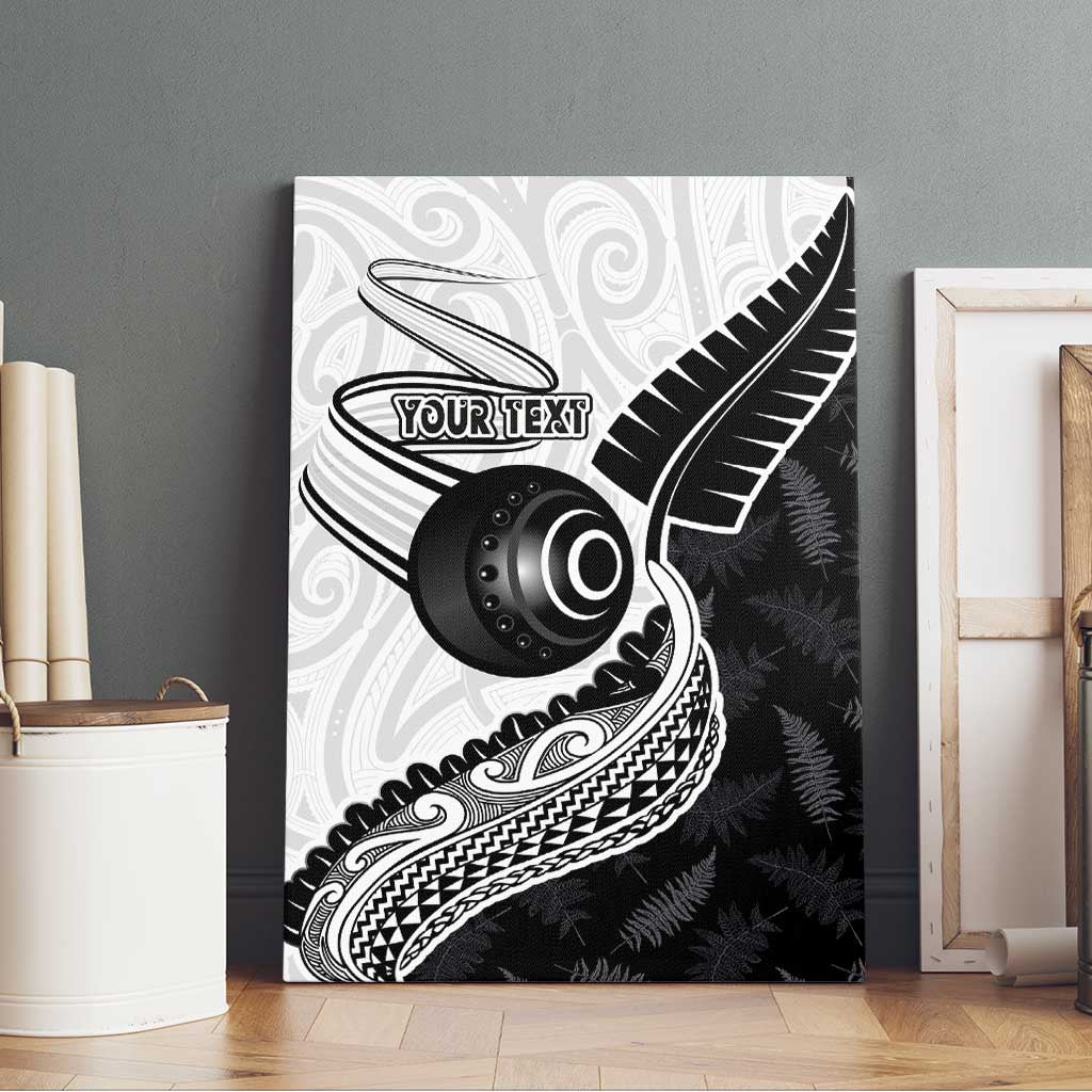Personalised Aotearoa Lawn Bowls Canvas Wall Art Maori and Silver Fern Half Style - Aussie Hoodie