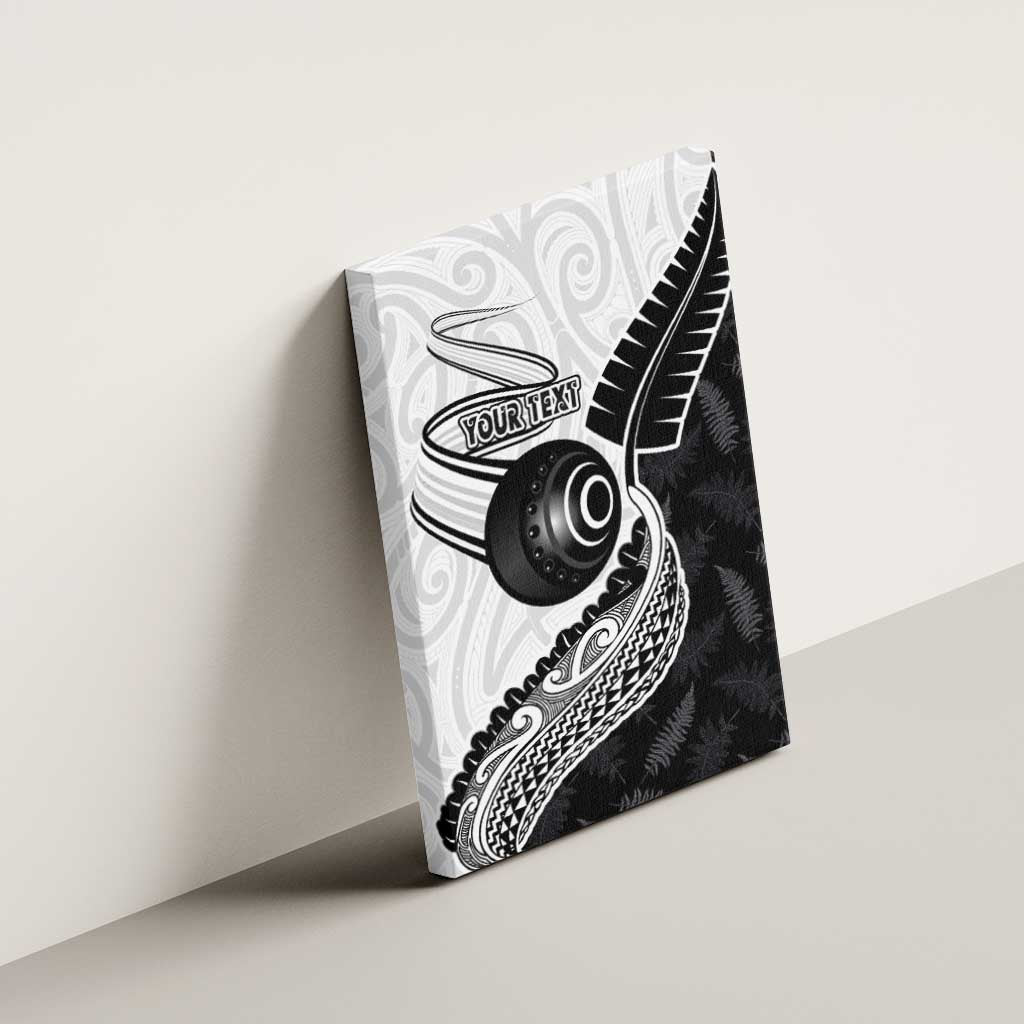 Personalised Aotearoa Lawn Bowls Canvas Wall Art Maori and Silver Fern Half Style - Aussie Hoodie