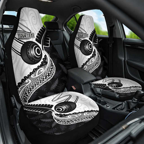 Personalised Aotearoa Lawn Bowls Car Seat Cover Maori and Silver Fern Half Style - Aussie Hoodie