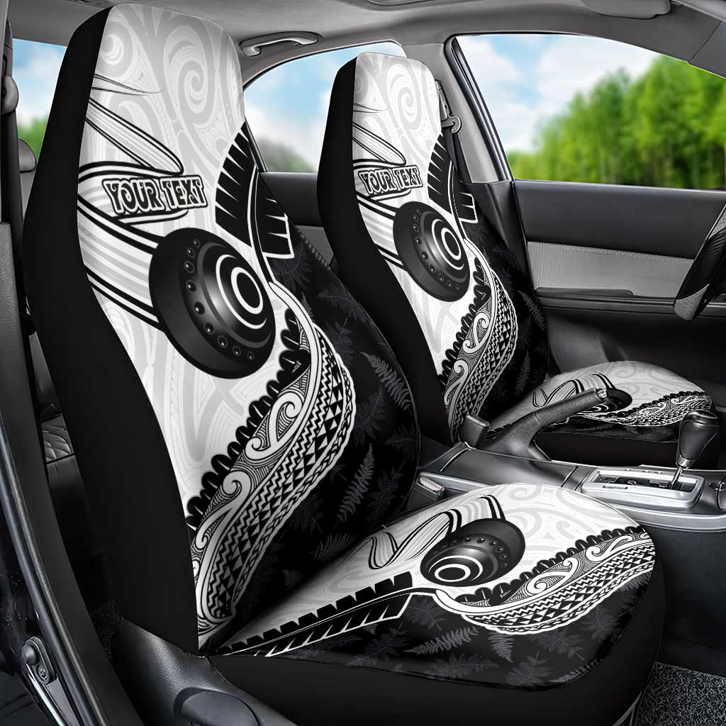 Personalised Aotearoa Lawn Bowls Car Seat Cover Maori and Silver Fern Half Style - Aussie Hoodie