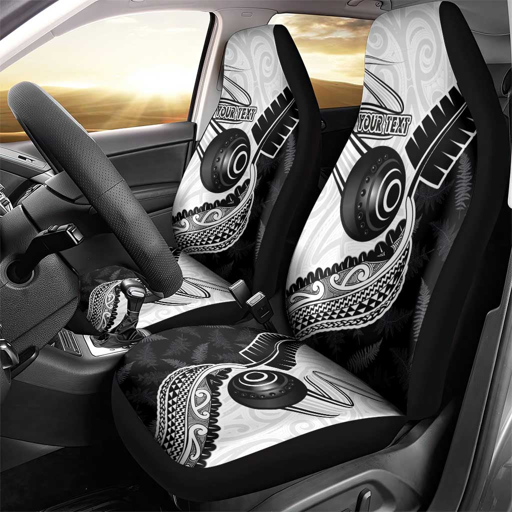 Personalised Aotearoa Lawn Bowls Car Seat Cover Maori and Silver Fern Half Style - Aussie Hoodie