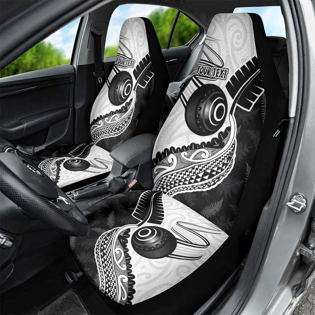 Personalised Aotearoa Lawn Bowls Car Seat Cover Maori and Silver Fern Half Style - Aussie Hoodie