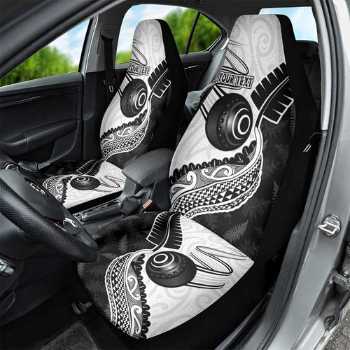 Personalised Aotearoa Lawn Bowls Car Seat Cover Maori and Silver Fern Half Style - Aussie Hoodie