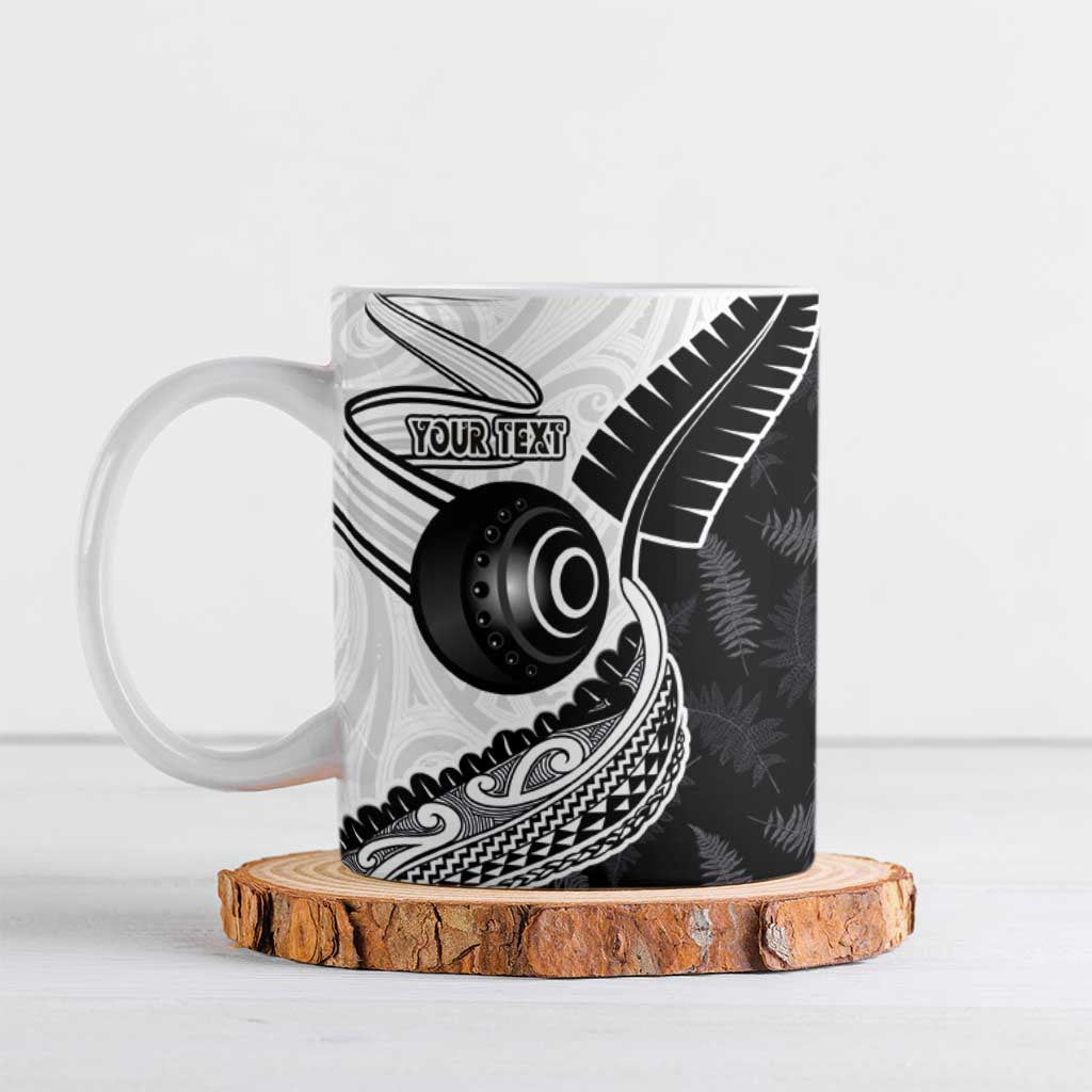 Personalised Aotearoa Lawn Bowls Ceramic Mug Maori and Silver Fern Half Style - Aussie Hoodie